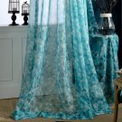 New Curtain Blue Floral Window Door Curtain Panel Printed Curtains