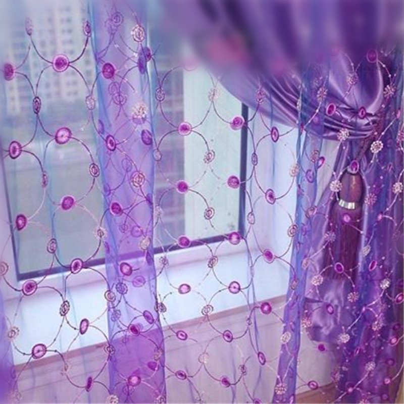 modern tulle sheer window curtains for living room embroidery window screen curtains for bedroom