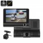 Car DVR Kit - 3 Cameras, G-Sensor, Loop Recording, Rear View Parking Cam, 4-Inch Display