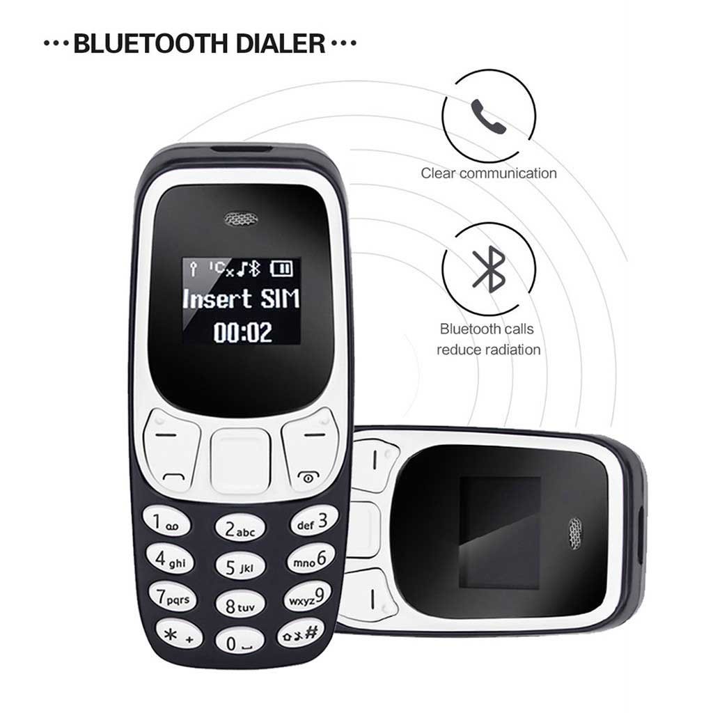 Mini Cell Phone w/ Voice Changer, Bluetooth Earphones Dialer, Dual SIM, Low Radiation (white)