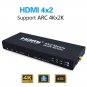 Portable HDMI Matrix 4X2 HDMI Splitter Switch Adapter Supports 4K x 2K with Remote Control