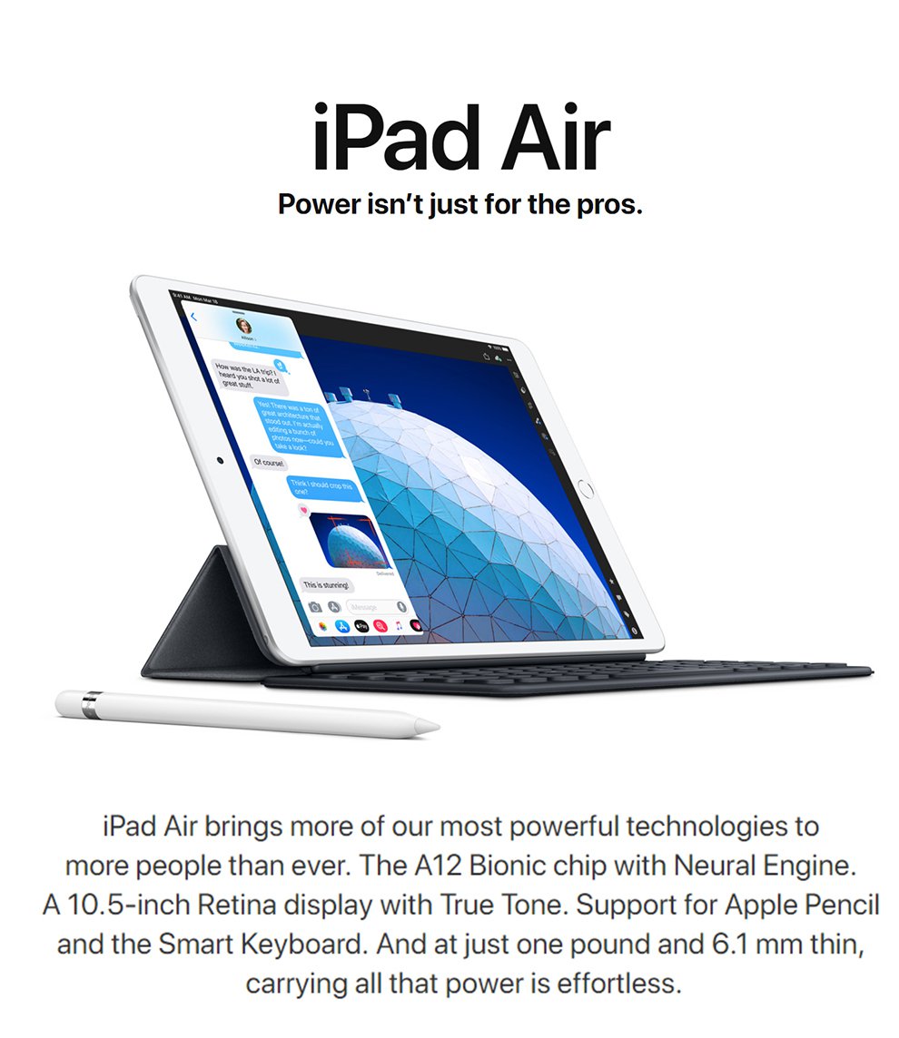 New Apple iPad Air 10.5-inch IOS Tablet 3GB + 256GB (Deep Grey)