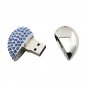 USB 2.0 Metal Heart Shape Blue Diamond Keepsake U Disk-64GB