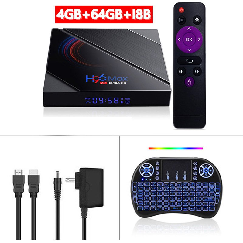 H96 Max H616 Android 10.0 Media Player Dual Band Wi-Fi Smart TV Box 4GB+64GB+ I8 keyboard
