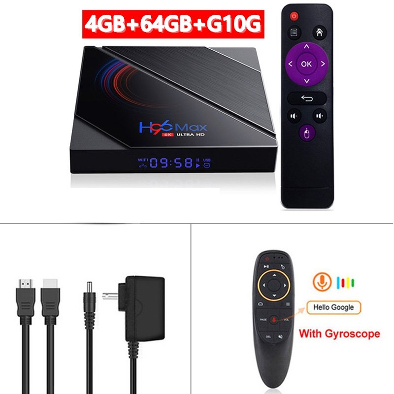 H96 MAX H616 Android 10.0-Media Player TV Box 4GB+64GB+ G10S AirMouse Voice IR Gyro Remote Control