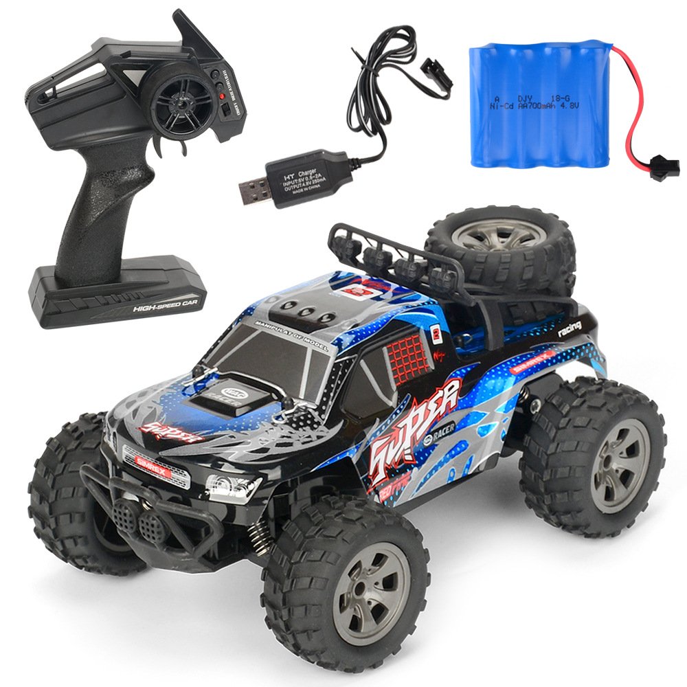 MGRC Mini RC Car 1/18 Brush Crawler 2.4G/ 4CH/ 2WD High- Speed 20kph Kids Toy (blue)