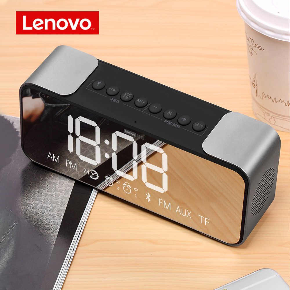 Lenovo L022 Desktop LED Mirror display Bluetooth 5.0 Speaker Dual Alarm Clock (pink)