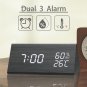 USB Charging Wooden Trihedron Digital Alarm Clock with Temperature & Humidity Detection