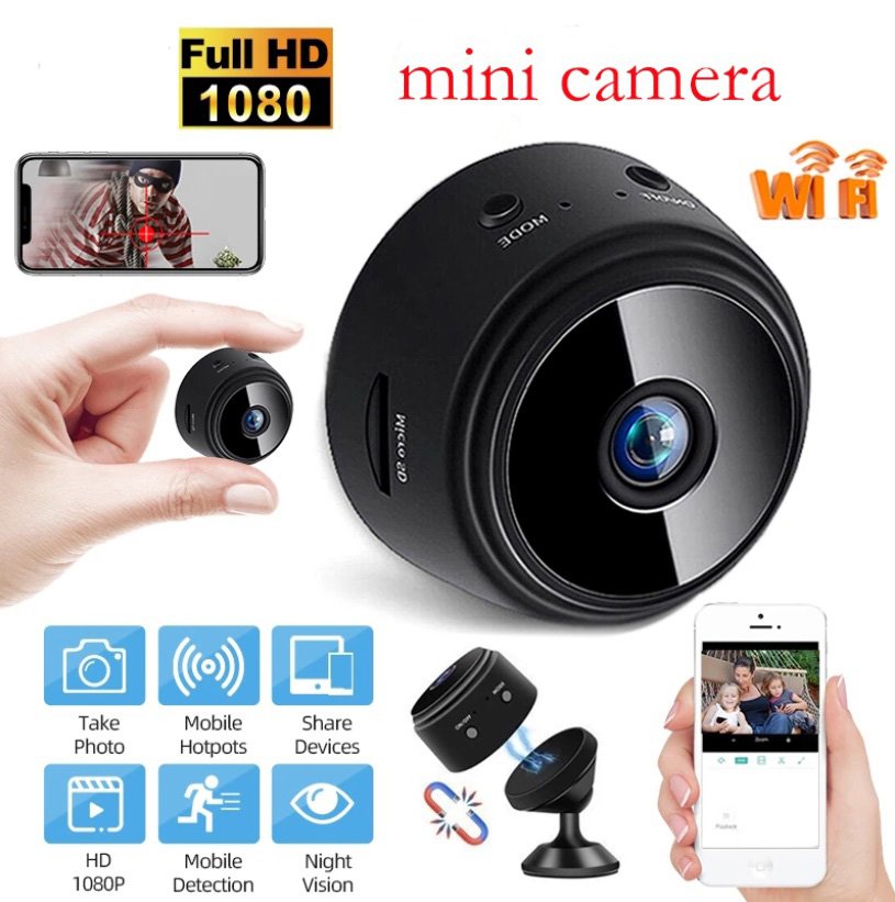 A9 Mini Remote Monitor Home Security 1080p IP Wireless WIFI Camcorder (black)