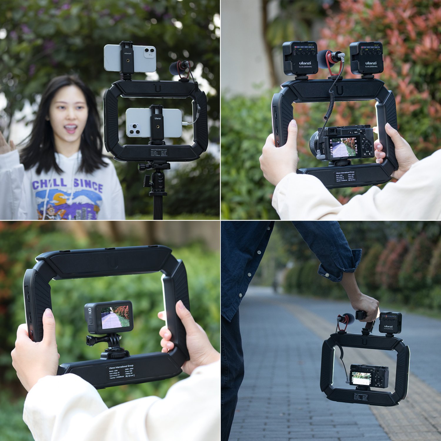 Ulanzi U200 Camera Ring Light Video Rig DSLR Smartphone Handle Grip(black)