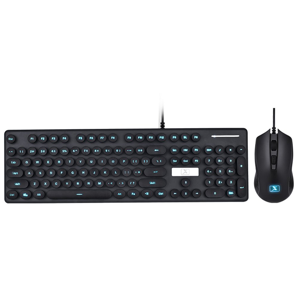 N518 2-pc Wired Gaming Waterproof Luminous Keyboard + Mouse combo (black)