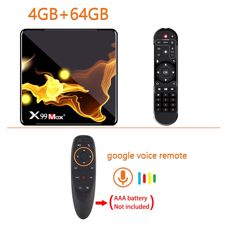 X99 Max+ Android WIFISmart TV Box 4GB + 64GB + Google VOICE G10s Air Mouse Remote with Voice Control