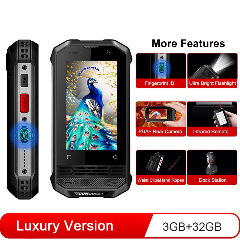 Conquest F2 Rugged Mini IP68 Android Smartphone 3GB + 32GB Deluxe Version