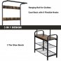 3-in-1 Coat Rack Bench with Storage Shelf For Entryway (Brown + black)