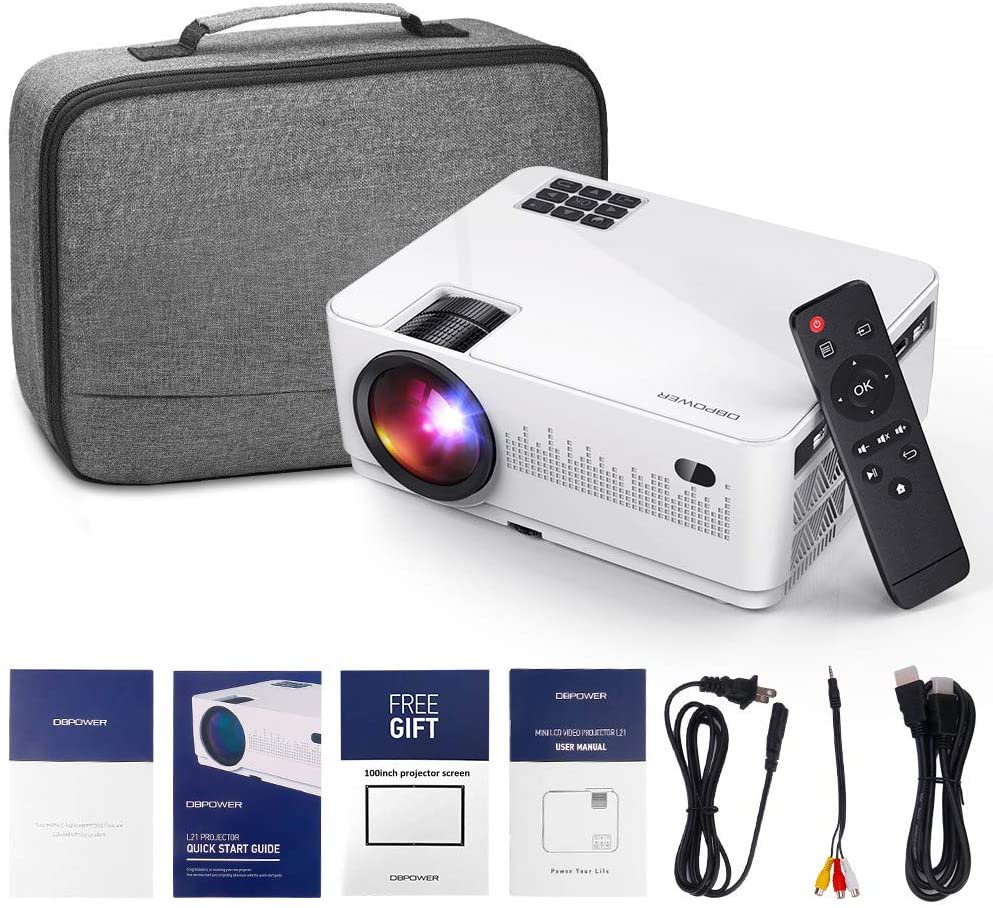 DBPOWER L21 Android LCD Video Projector with Carrying Case (Screen size 40-200 inches.)