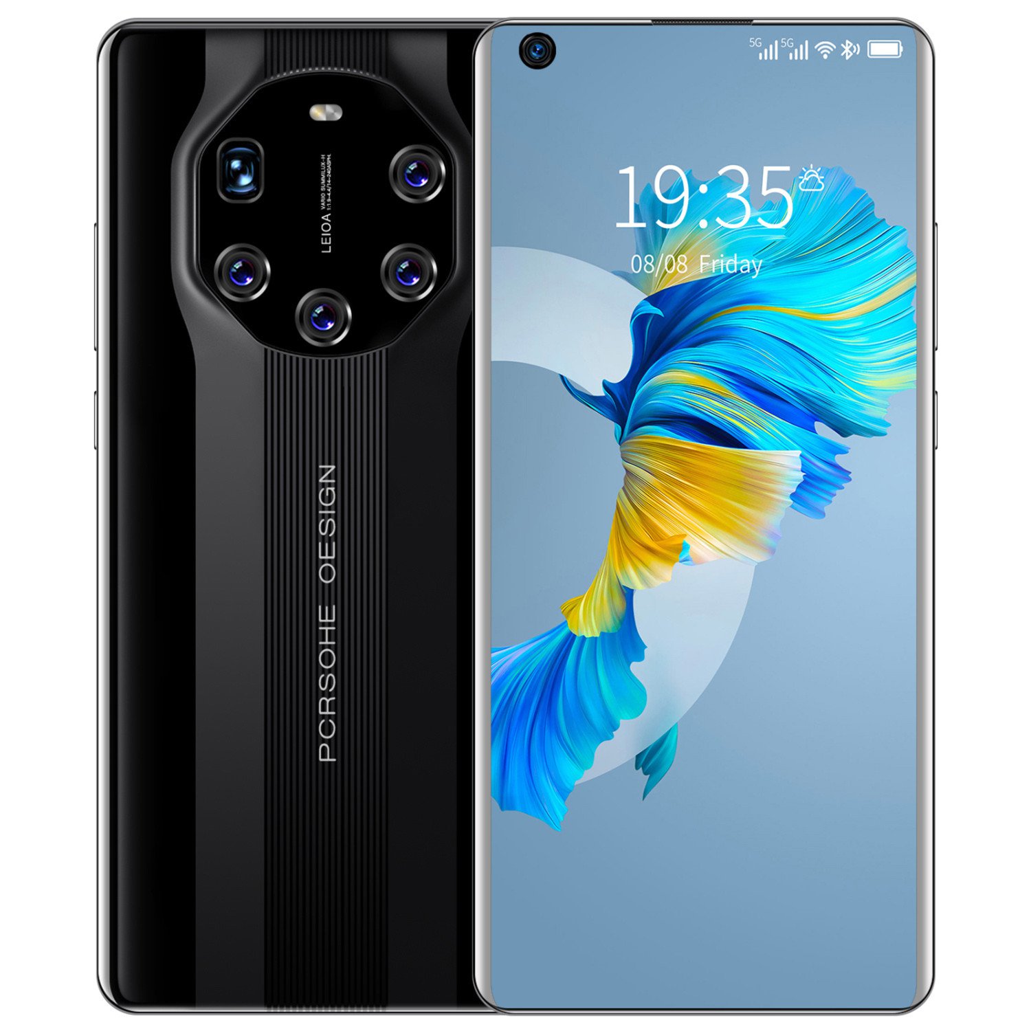 High-end 6.55-inch Mate40 RS HD 4G Android Smartphone 3GB+64GB 3D Glass Back Cover (Black)