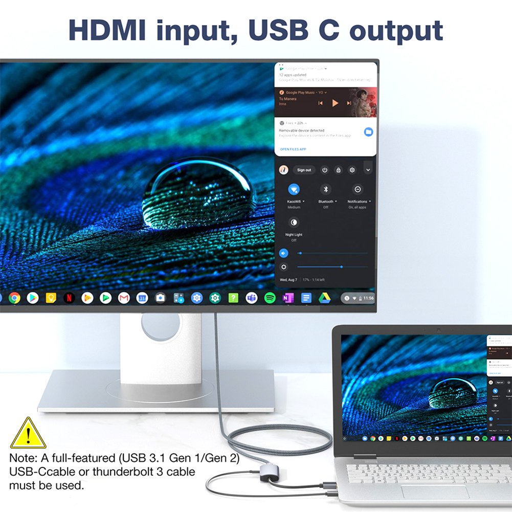 Metal Connector HDMI Male To USB-C Female Adapter One Way Video Cable (Silver)