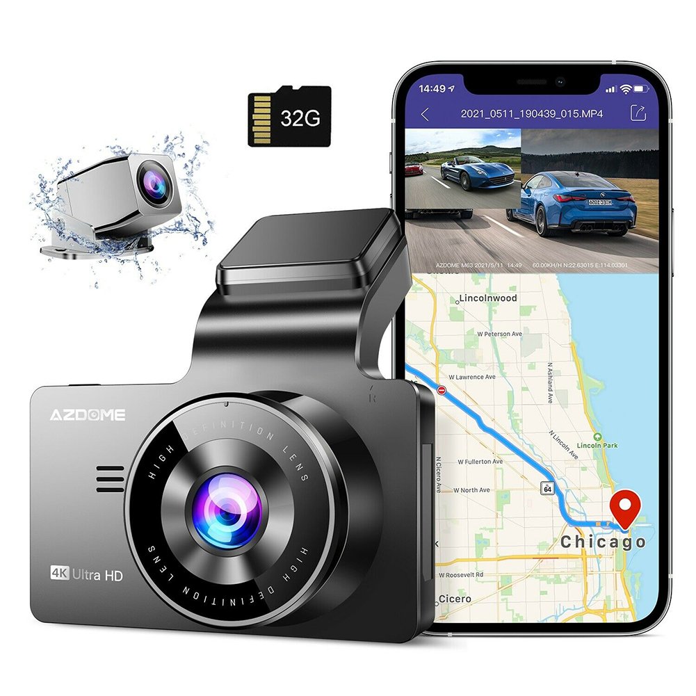 Car DVR Dual Dash Cam GPS+WIFI Camera Recorder + 32GB Night Vision Parking Monitor black)