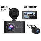 3-Inch Night Vision 4K+1080p Dual Lens Dual Recording Dash Cam (black)