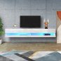 [US Direct]Floating 80-inch 20-color LED Wall-mounted TV Stand (white)