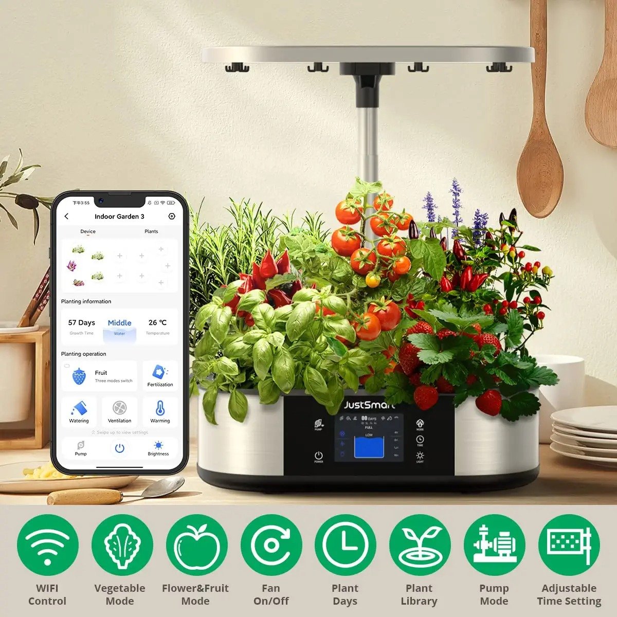 [US Direct] JustSmart GS1 Basic Automatic Hydroponic Growing System for Indoor Garden (US plug)