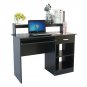 [US Direct]Modern Style Computer Desk with Storage Drawer Shelf (Black)