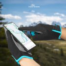 Full Finger Touchscreen Cycling Gloves Black Blue (Large)