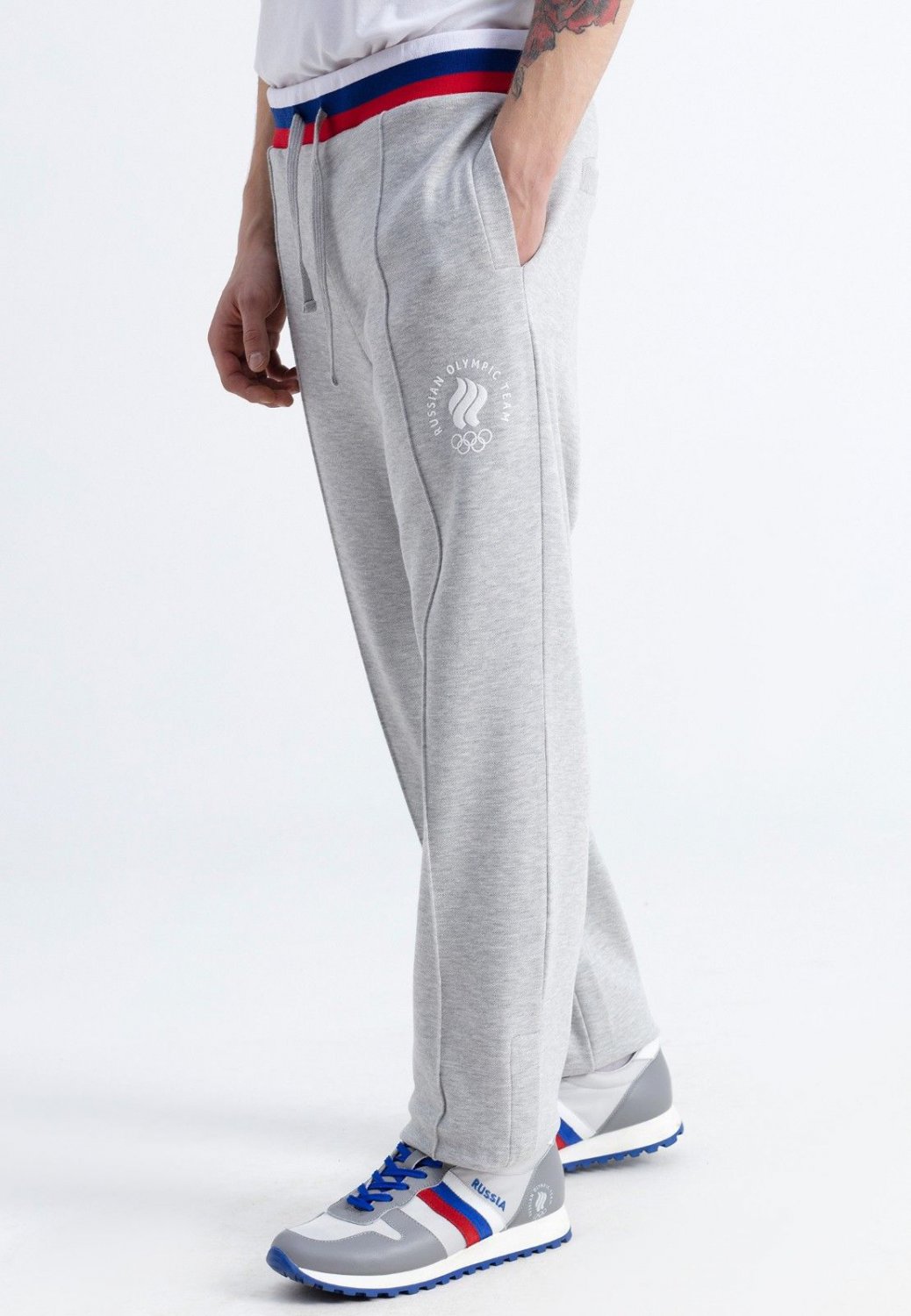 Men's Training Sports Pants PyeongChang 2018 Russian Olympic Team Soft Gray