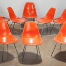 Group of 8 Herman Miller EAMES Orange Fiberglass Chairs