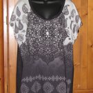 Lavish Women's Stretch Knit Black White Paisley Print Top Size: 1X