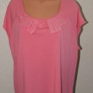 Talbots Women’s Coral Color Embellished Neckline Knit Cap Sleeve Top Plus 2X
