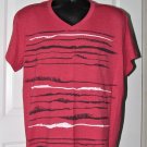 Bar III Men's Red White Black Printed V-Neck T-Shirt Short Sleeve Size: XL