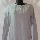 Chaps Women's Gray Ruffles & Lace Long Sleeve Knit Top Size: M