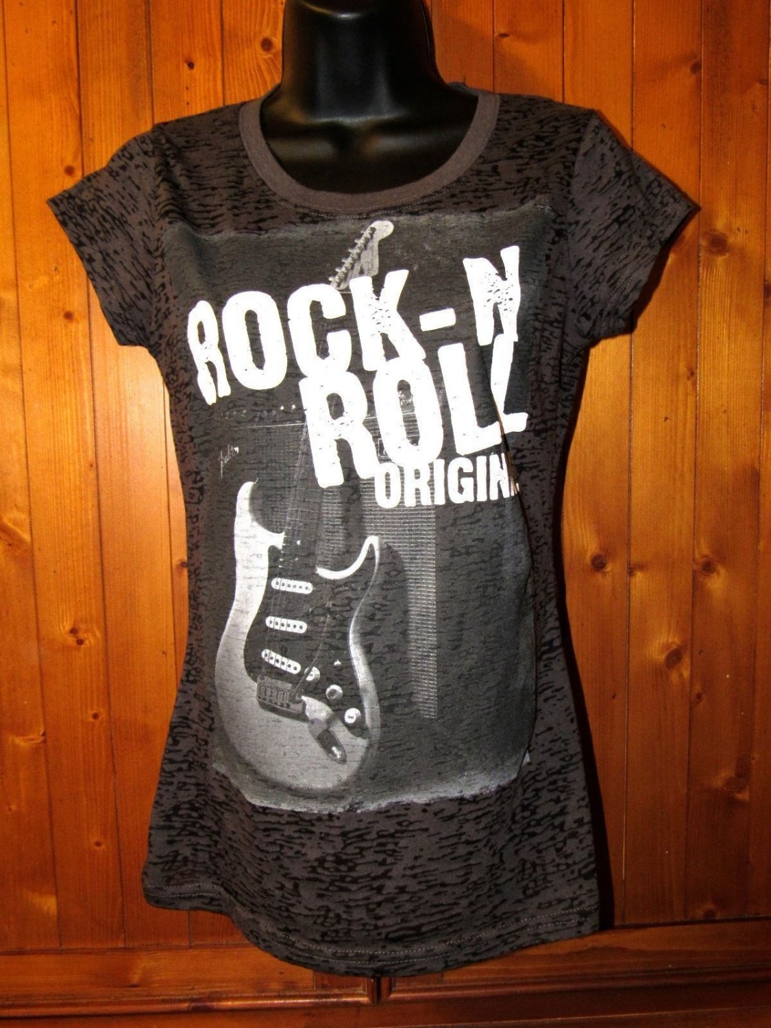Fender Women's Gray Crew-Neck Burnout Rock 'N' Roll T-Shirt Size: M