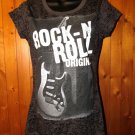 Fender Women's Gray Crew-Neck Burnout Rock 'N' Roll T-Shirt Size: M
