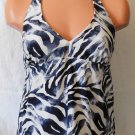 Catalina Black-White-Gray Animal Print Tankini Halter Top Size: L/G (12-14)