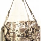American Living Women's Gray/Brown Snakeskin Faux Leather Shoulder Bag M 10"