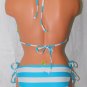 Surfside Women's Teal Blue-White Striped Side Tie Bikini Set Size: L