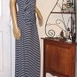 Max Studio Heathered Gray & Blue Striped Side Draped Maxi dress