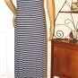 Max Studio Heathered Gray & Blue Striped Side Draped Maxi dress