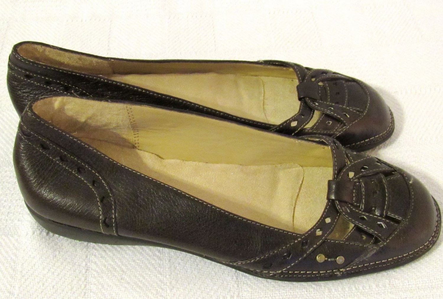 Aerosoles Women's Copenhagen Solid Dark Brown Leather Flats Low Size: 7 M