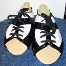 Paco Gil Women's Leather Peep Toe Flats Designer Oxfords Size: 6 M