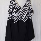 Delta Burke Swimwear Black-White One-Piece Swimsuit Plus Size: 22W
