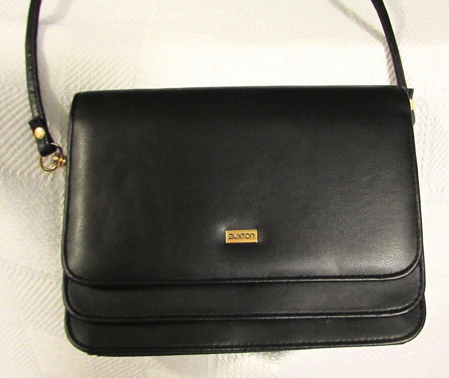 Buxton Black Women's Double Flap Mini Organizer Clutch Wallet/Shoulder Bag