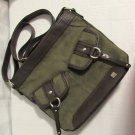 b.o.c. Women's Cargo Crossbody Shoulder Bag Green/Brown Trim Cotton/Polyester