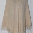 Cejon Beige Hooded Sweater Poncho with fringe