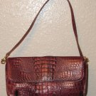 Preston & York Burgundy Metallic Croc Embossed Leather Shoulder Bag/Clutch