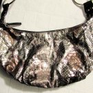No Boundaries Women's Gray Metallic Snakeskin Embossed Faux Leather Hobo Bag