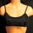 Sequin Fringe Women's Black Crop Top/Dance Wear Polyester Spaghetti Strap S: S