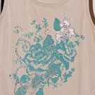 Candie's Floral Embellished Beige Multi Rib Knit Tank Top Size: S